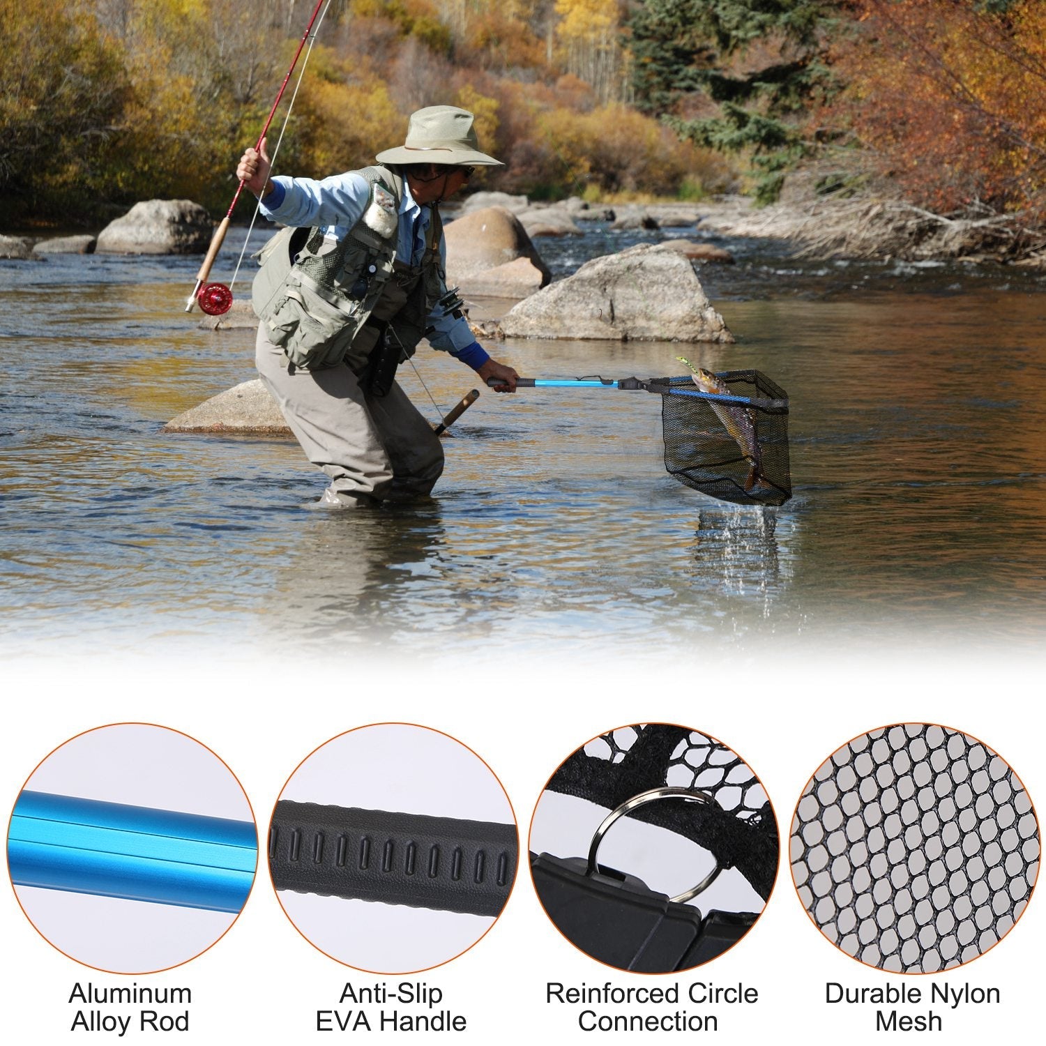 1Pc Foldable Fishing Net With Aluminum Alloy Rod RM Outpost