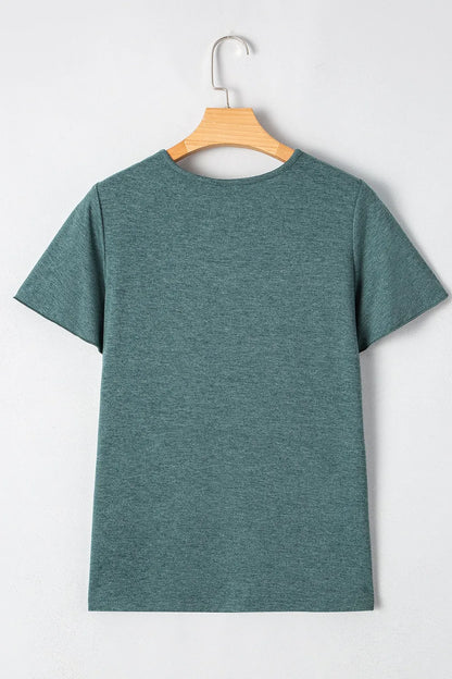 V - Neck Short Sleeve T-Shirt – Turquoise for Shopify Collective (5 view)