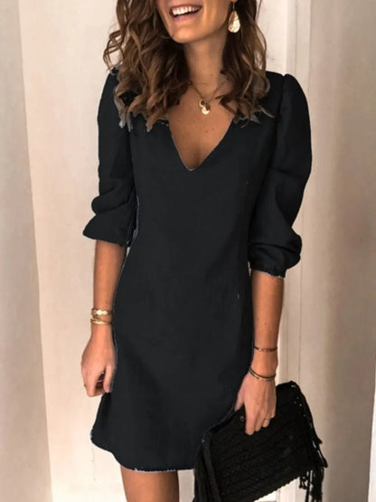 Full Size V - Neck Half Sleeve Dress – Black for Best Sellers (10 view)