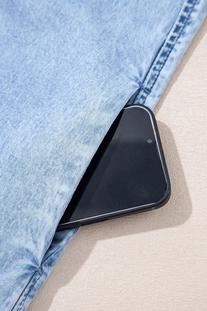 Bow Detail Spaghetti Straps Ruffle Hem Denim Dress – Light Blue Dresses for Shopify Collective (12 view)
