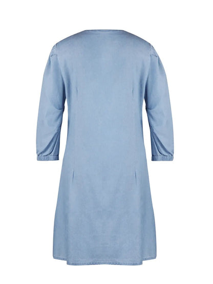 Full Size V - Neck Half Sleeve Dress – Light Blue for Best Sellers (3 view)