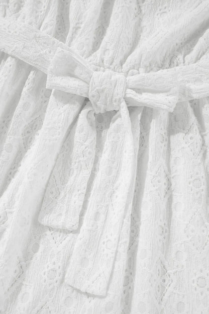 Lace Sleeveless Tied Waist Mini Dress – White for Shopify Collective (14 view)