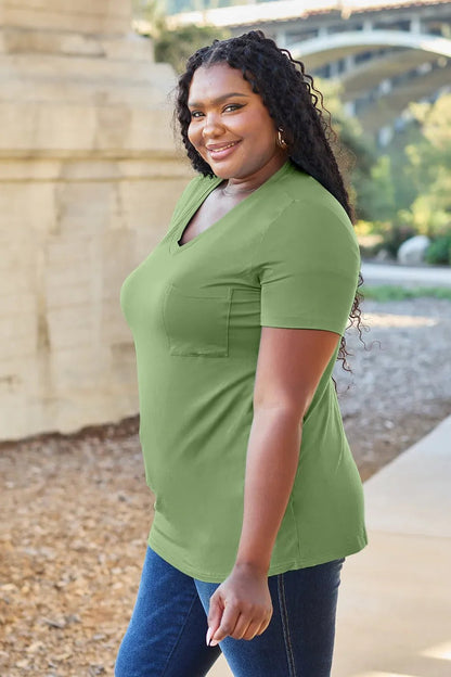 Basic Bae Bamboo Full Size V - Neck Short Sleeve T-Shirt – Matcha Green for Shopify Collective (26 view)