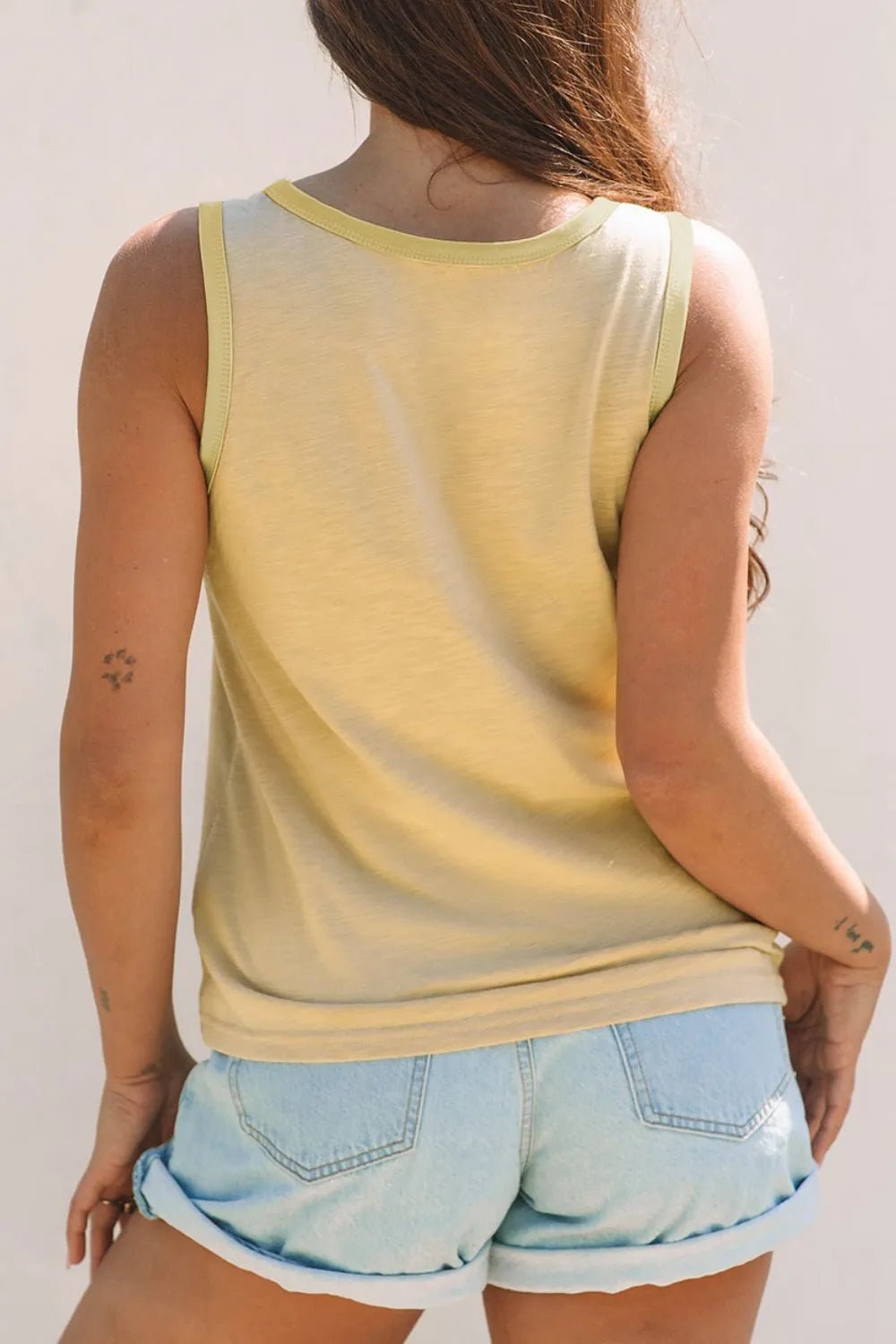 Round Neck Wide Strap Tank – Tan for Shopify Collective (3 view)