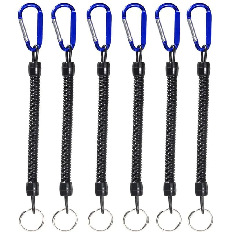 FANGBLUE Fishing Lanyards – 6pcs Carabiner Retention Ropes for Tools & Rods | Blue Coiled Safety Tethers – Blue Fishing Gear for blue coiled rope (2 view)