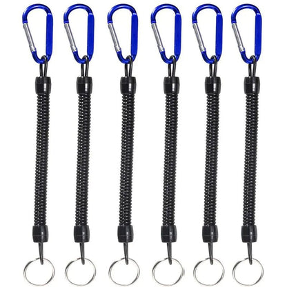 FANGBLUE Fishing Lanyards – 6pcs Carabiner Retention Ropes for Tools & Rods | Blue Coiled Safety Tethers – Blue Fishing Gear for blue coiled rope (2 view)