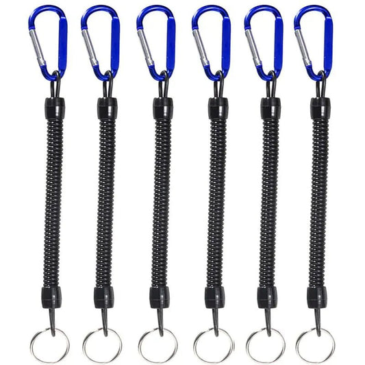 FANGBLUE Fishing Lanyards – 6pcs Carabiner Retention Ropes for Tools & Rods | Blue Coiled Safety Tethers – Blue Fishing Gear for blue coiled rope (2 view)