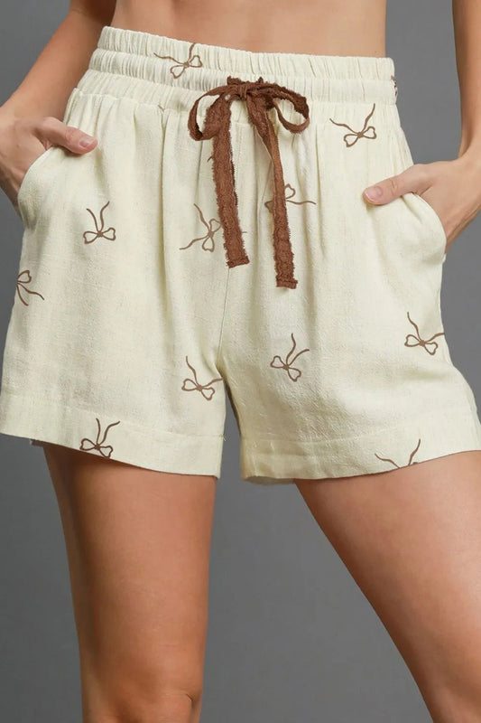 Bow Print Lace Drawstring Casual Shorts – Cream Bottoms for Shopify Collective (1 view)