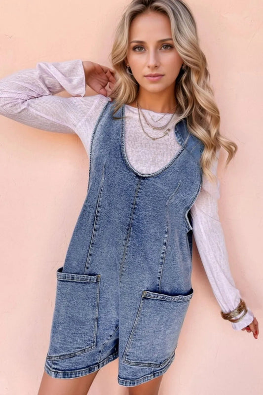 U Neck Patched Pocket Denim Overalls – Medium for Shopify Collective (1 view)