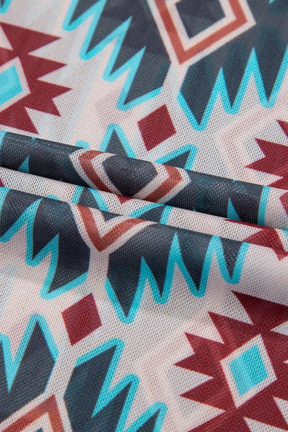 Western Aztec Print Mesh Slim T Shirt – Floral for Shopify Collective (11 view)