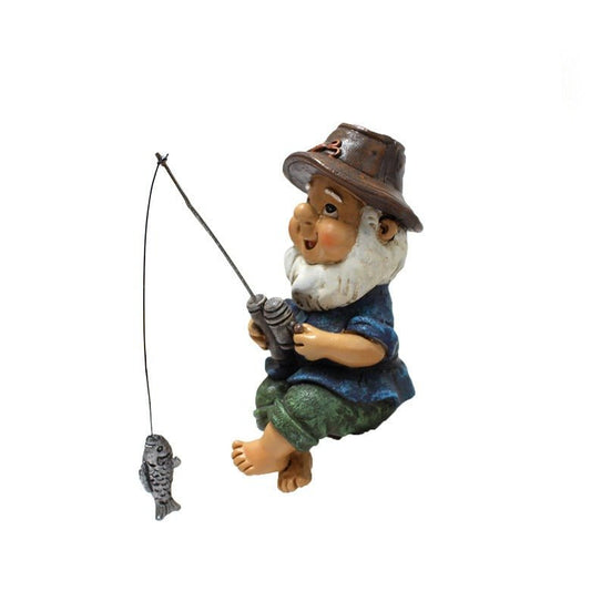 Fishing Gnome Resin Figurine – Mini Dwarf Garden/Planter Decoration | Resin Crafts – 4.5*7*10cm Garden Nome for Dwarf (1 view)