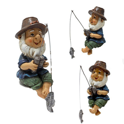 Fishing Gnome Resin Figurine – Mini Dwarf Garden/Planter Decoration | Resin Crafts – 4.5*7*10cm Garden Nome for Dwarf (3 view)