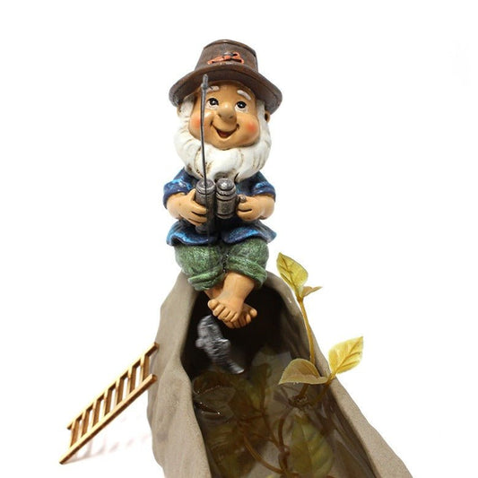 Fishing Gnome Resin Figurine – Mini Dwarf Garden/Planter Decoration | Resin Crafts – 4.5*7*10cm Garden Nome for Dwarf (2 view)