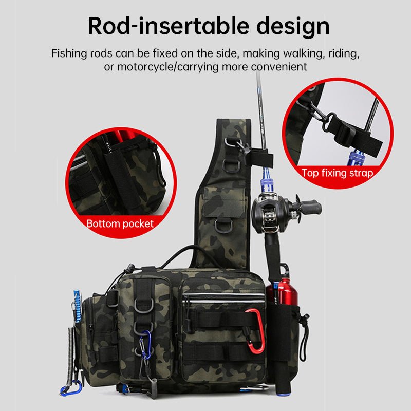 Fishing Tackle Backpack – 600D Nylon, Rod Holder, Multi - Pocket Sling/Shoulder Bag | Fly Fishing & Outdoor – G for 600D nylon backpack (10 view)