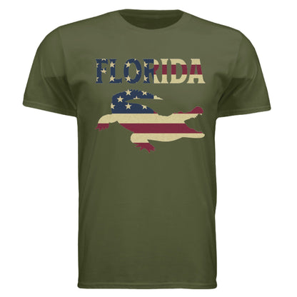 Florida Gator Flag Tee – Southern Pride & American Spirit | RM Outpost Apparel – Military Green T-Shirt for American Flag (3 view)