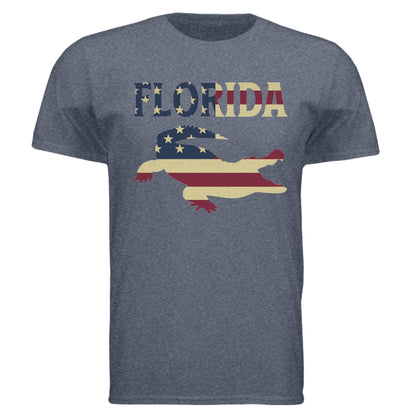 Florida Gator Flag Tee – Southern Pride & American Spirit | RM Outpost Apparel – Heather Navy T-Shirt for American Flag (7 view)
