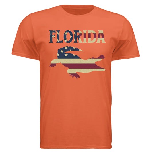Florida Gator Flag Tee – Southern Pride & American Spirit | RM Outpost Apparel – Orange T-Shirt for American Flag (1 view)