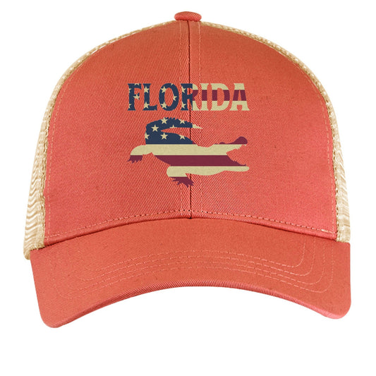 Florida Hat – Coastal Vibes for the Sunshine State | Patriotic Apparel – ORNGE POPPY / OYSTER Hats for Apparel (3 view)