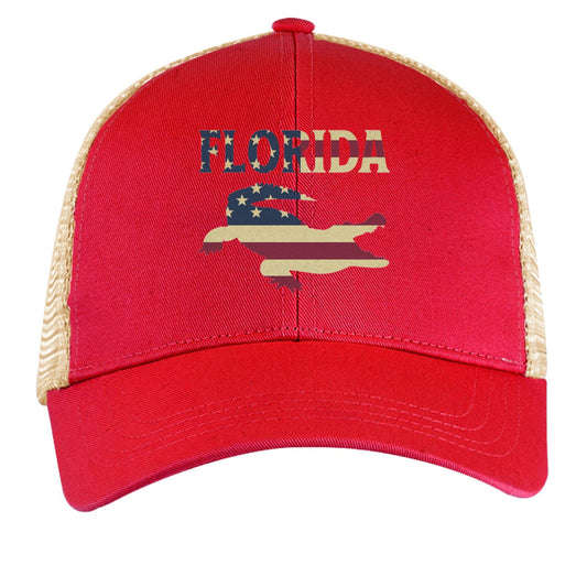 Florida Hat – Coastal Vibes for the Sunshine State | Patriotic Apparel – RED / OYSTER Hats for Apparel (1 view)