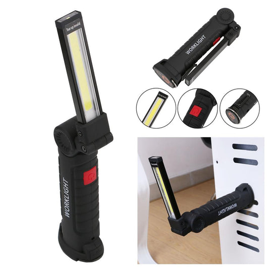 Foldable COB LED Work Light – Magnetic Rechargeable Torch with 5 Modes & USB Charging | Inspection & Camping Flashlight – big size Camping Gear for COB LED Torch (2 view)