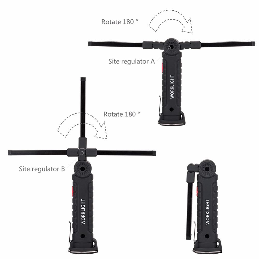 Foldable COB LED Work Light – Magnetic Rechargeable Torch with 5 Modes & USB Charging | Inspection & Camping Flashlight – big size Camping Gear for COB LED Torch (4 view)