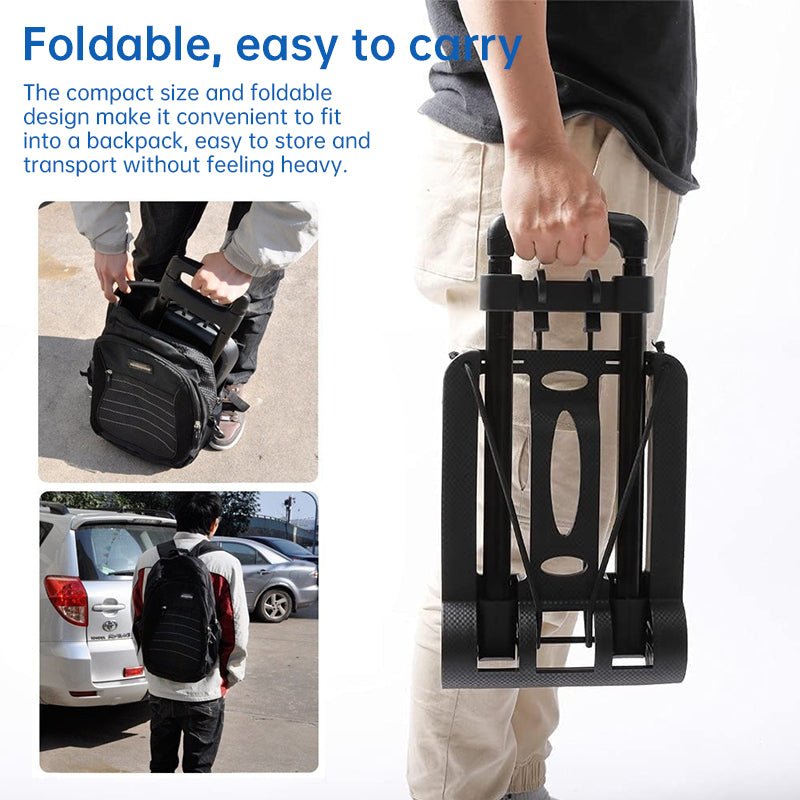 Foldable Portable Luggage Cart – Heavy - Duty Hand Truck Trolley with Wheels | Travel & Household Use – A Cart for compact trolley (6 view)