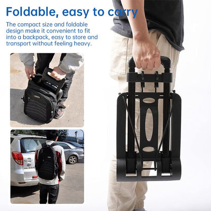 Foldable Portable Luggage Cart – Heavy - Duty Hand Truck Trolley with Wheels | Travel & Household Use – A Cart for compact trolley (6 view)