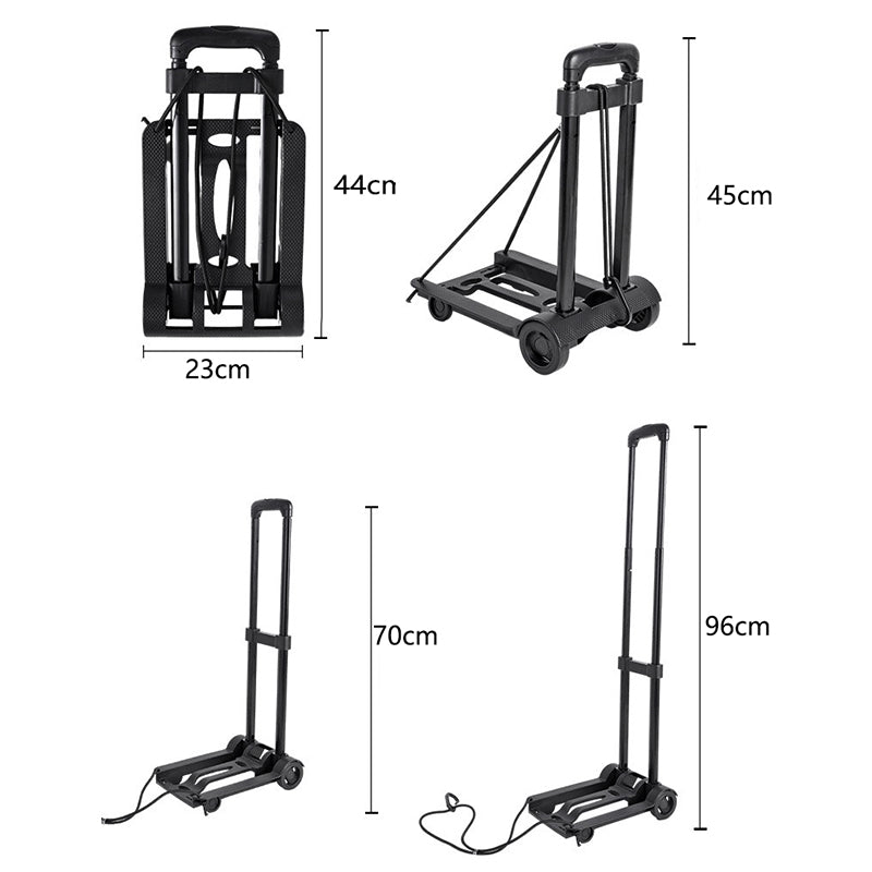 Foldable Portable Luggage Cart – Heavy - Duty Hand Truck Trolley with Wheels | Travel & Household Use – A Cart for compact trolley (9 view)