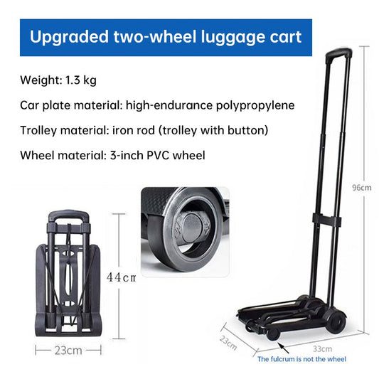 Foldable Portable Luggage Cart – Heavy - Duty Hand Truck Trolley with Wheels | Travel & Household Use – A Cart for compact trolley (2 view)