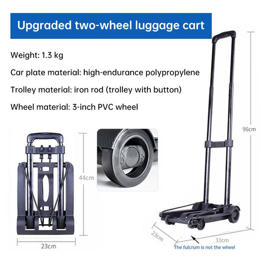 Foldable Portable Luggage Cart – Heavy - Duty Hand Truck Trolley with Wheels | Travel & Household Use – B Cart for compact trolley (1 view)