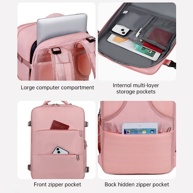 Foldable Waterproof Travel Backpack – 20L Lightweight Carry - On with Shoe Compartment | Hiking & Outdoor Bag – Pink Backpack for carry - on backpack (8 view)