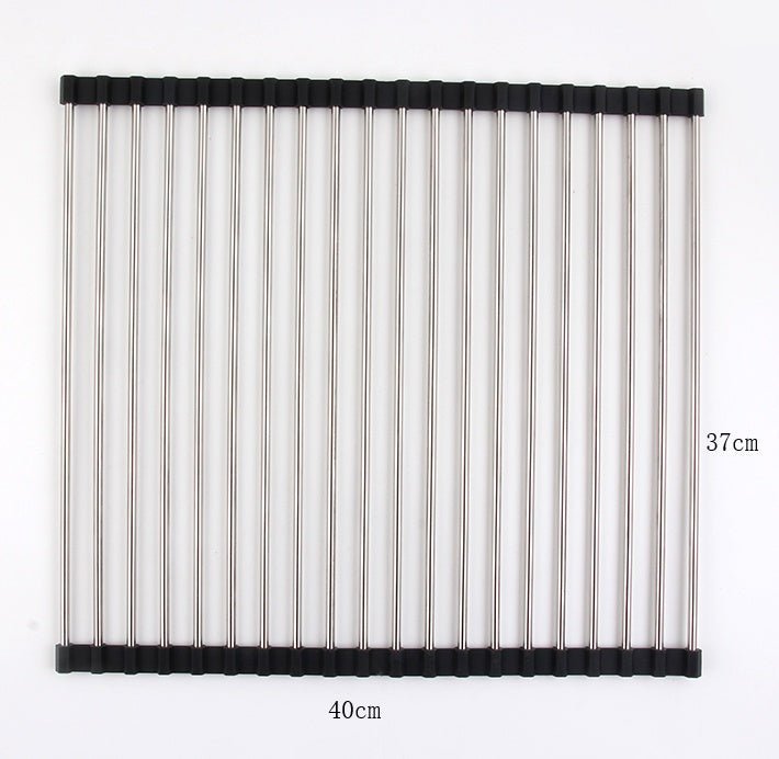 Folding Kitchen Drain Sink Rack Stainless Steel – Black Kitchen Gadget by SbrTnHomes