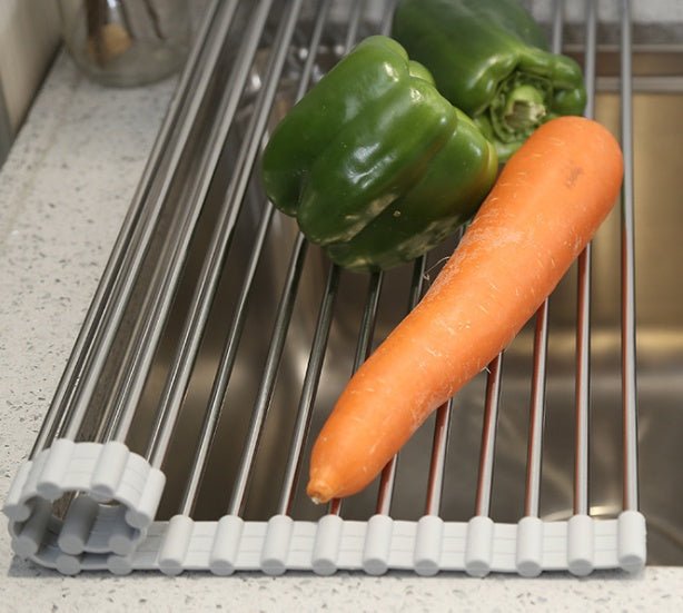 Folding Kitchen Drain Sink Rack Stainless Steel – Silver Kitchen Gadget by SbrTnHomes