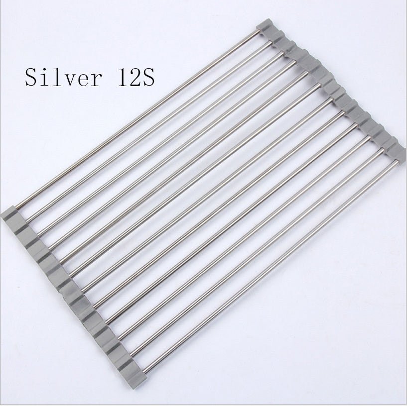 Folding Kitchen Drain Sink Rack Stainless Steel – Silver Kitchen Gadget by SbrTnHomes