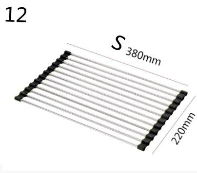 Folding Kitchen Drain Sink Rack Stainless Steel – Black Kitchen Gadget by SbrTnHomes