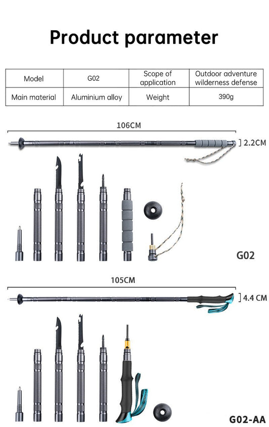 Folding Telescopic Trekking Pole 106–143cm (390g) – 5 sections 106cm Outdoor Gear for 106cm (2 view)