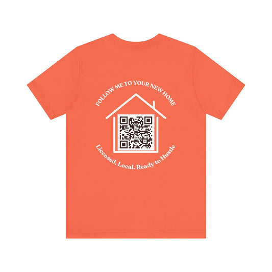Follow Me to Your New Home – Custom QR Code Real Estate Shirt – Coral T-Shirt for affordable clothing (2 view)