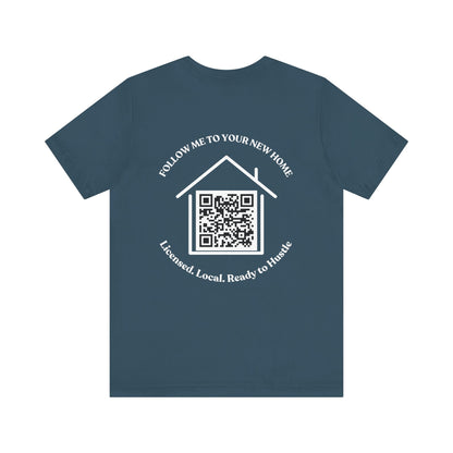 Follow Me to Your New Home – Custom QR Code Real Estate Shirt – Deep Teal T-Shirt for affordable clothing (26 view)