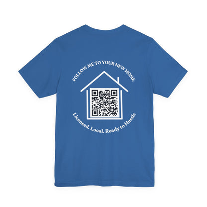 Follow Me to Your New Home – Custom QR Code Real Estate Shirt – Columbia Blue T-Shirt for affordable clothing (24 view)