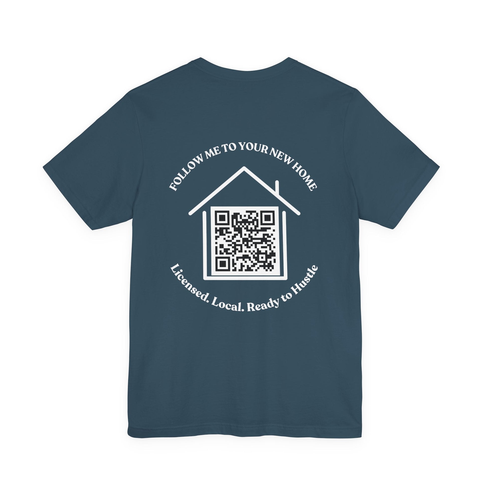Follow Me to Your New Home – Custom QR Code Real Estate Shirt – Deep Teal T-Shirt for affordable clothing (28 view)