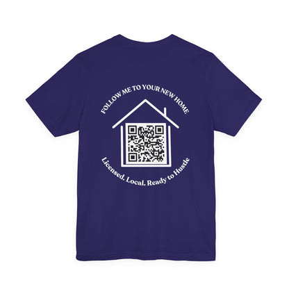 Follow Me to Your New Home – Custom QR Code Real Estate Shirt – Team Navy T-Shirt for affordable clothing (32 view)