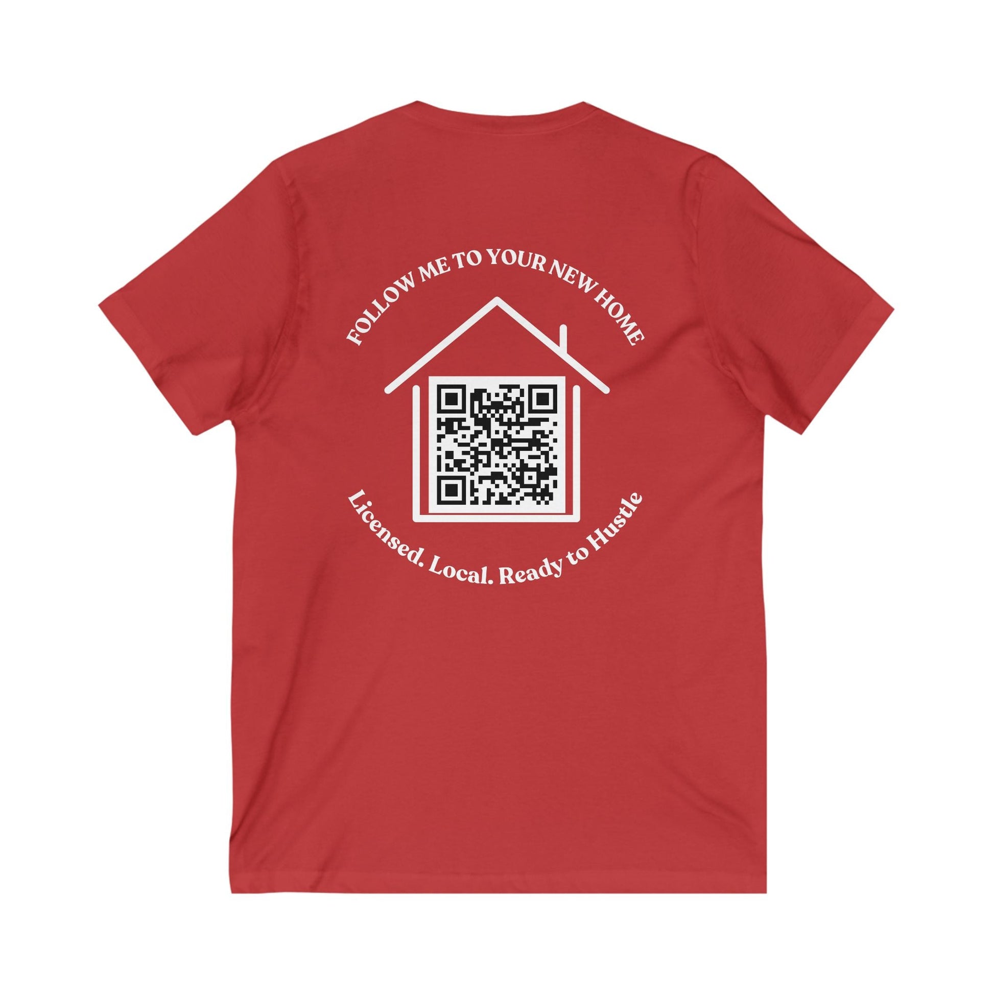 Follow Me to Your New Home V - Neck– Custom QR Code Real Estate Tee – Navy T-Shirt for Casual Shirt (15 view)