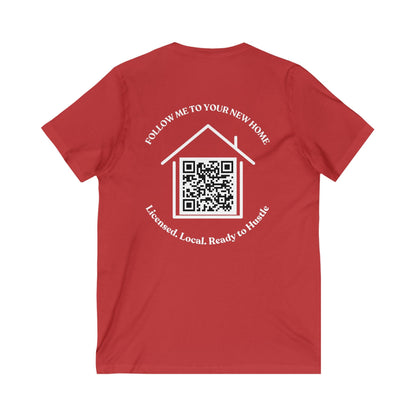 Follow Me to Your New Home V - Neck– Custom QR Code Real Estate Tee – Navy T-Shirt for Casual Shirt (15 view)