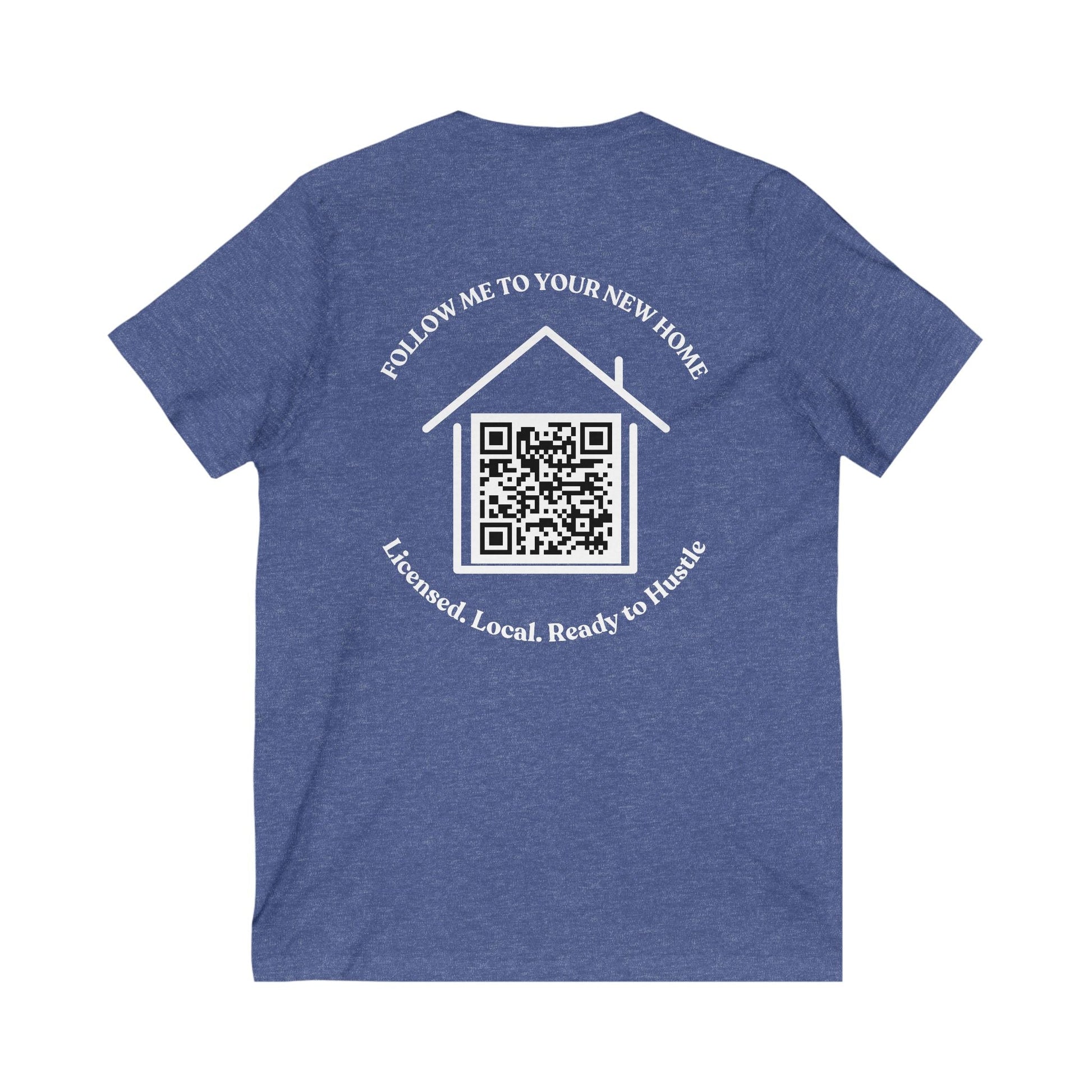 Follow Me to Your New Home V - Neck– Custom QR Code Real Estate Tee – True Royal T-Shirt for Casual Shirt (5 view)
