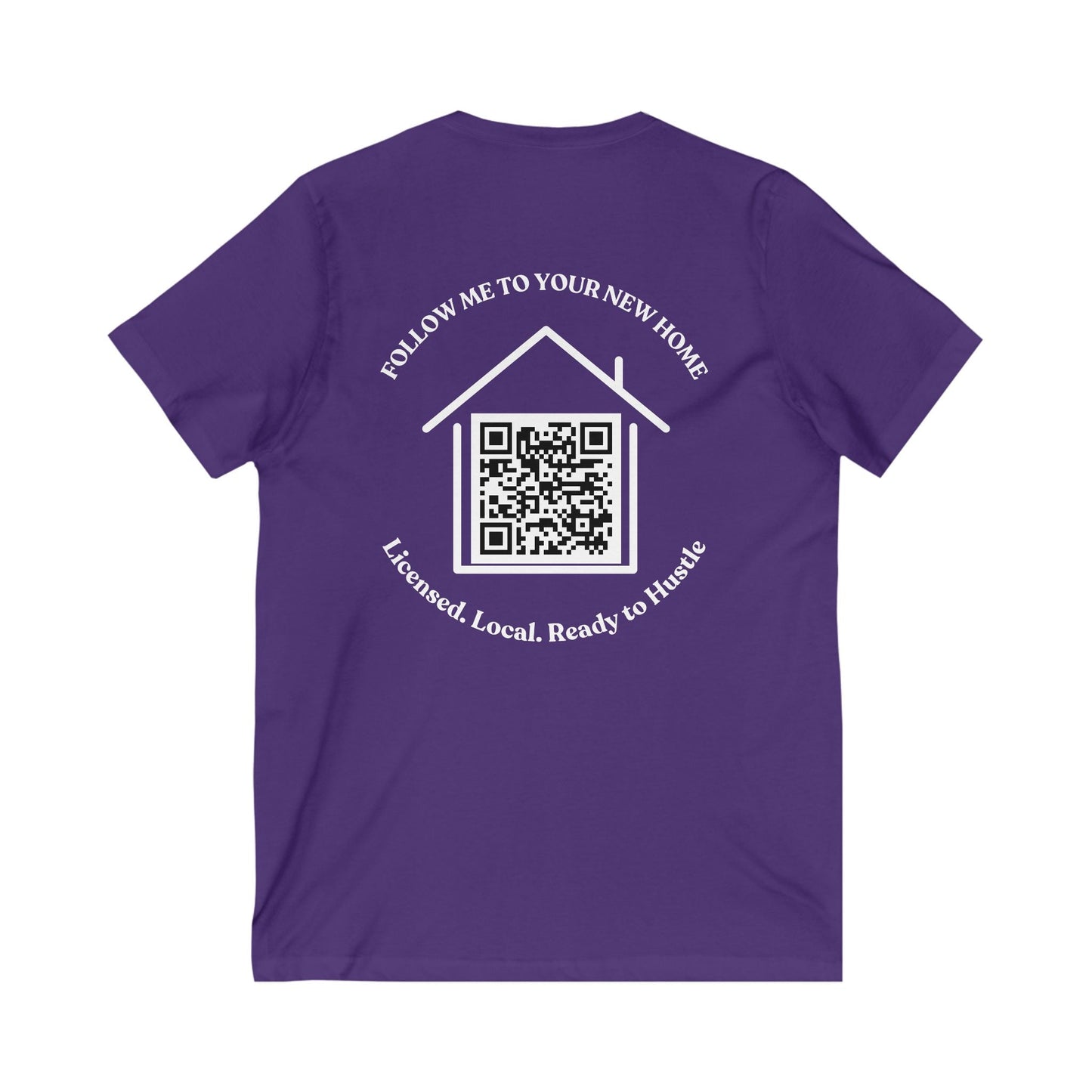 Follow Me to Your New Home V - Neck– Custom QR Code Real Estate Tee – Dark Grey Heather T-Shirt for Casual Shirt (11 view)