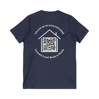 Follow Me to Your New Home V - Neck– Custom QR Code Real Estate Tee – Team Purple T-Shirt for Casual Shirt (13 view)