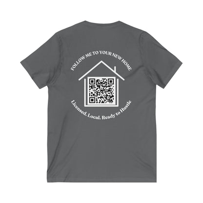 Follow Me to Your New Home V - Neck– Custom QR Code Real Estate Tee – Heather True Royal T-Shirt for Casual Shirt (7 view)