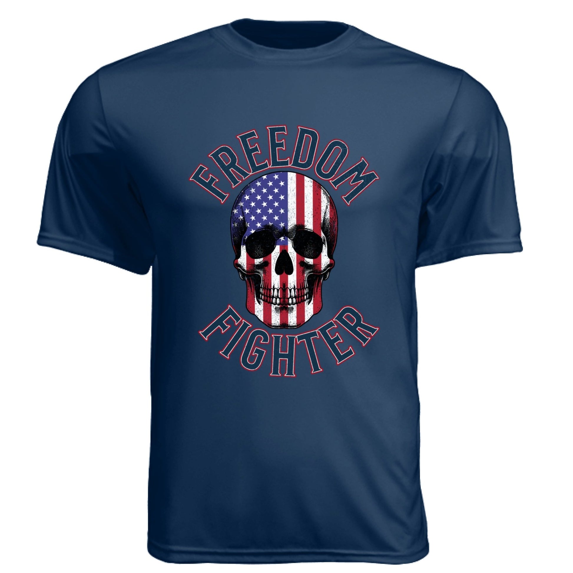 Freedom Fighter – American Flag Skull Tee | Patriotic Apparel by RM Outpost – NAVY T-Shirt for American Flag (26 view)
