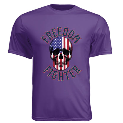 Freedom Fighter – American Flag Skull Tee | Patriotic Apparel by RM Outpost – PURPLE T-Shirt for American Flag (23 view)