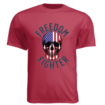 Freedom Fighter – American Flag Skull Tee | Patriotic Apparel by RM Outpost – CARDINAL T-Shirt for American Flag (32 view)